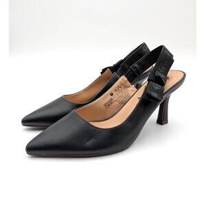 Gloria Vanderbilt Zsa Zsa Slingback Heel Pump Women's Black Size US7 EU38